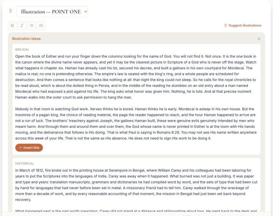 pastorsra.com · sermon builder · illustrations