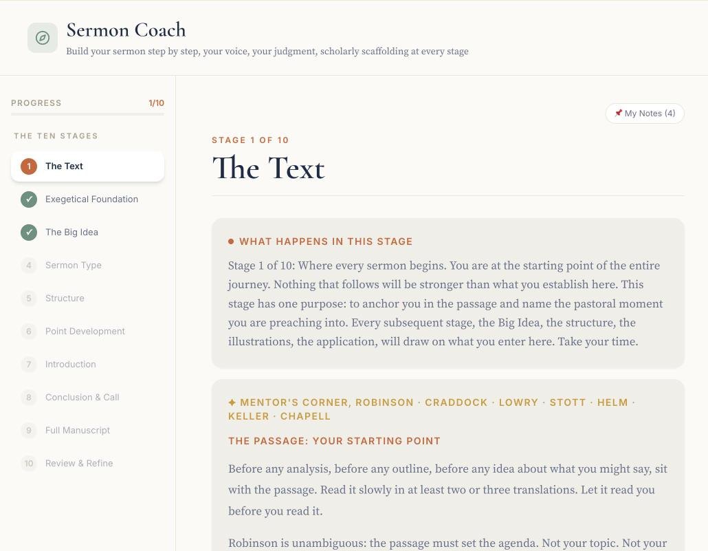 Build your sermon in the Sermon Coach screen