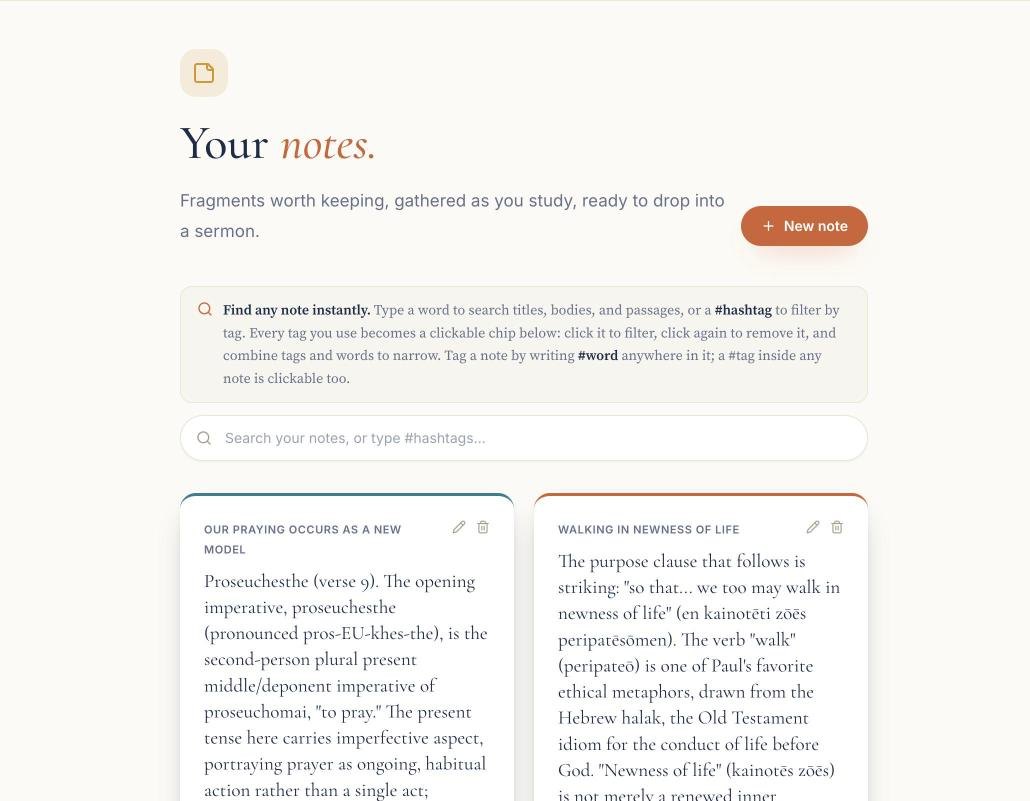 Keep and find ideas in Notes screen